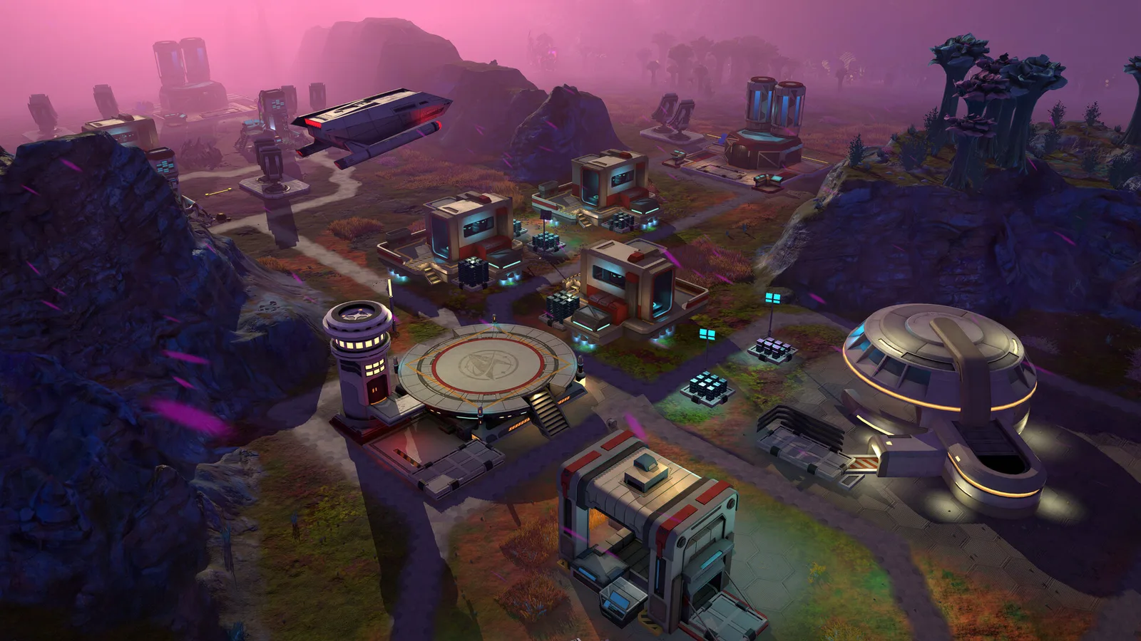 Star Trek Outposts Unknown planetary outpost with construction, paths and connected facilities.